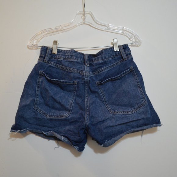 NO BO (No Boundaries) Blue Jean Ripped Frayed Cotton Mini Shorts 7 - Picture 5 of 7